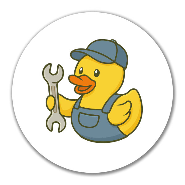 Aufkleber Quietscheente Kfz-Mechatronik Comic Gummiente 10cm