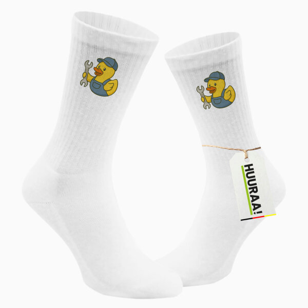 Unisex Socken Quietscheente Kfz-Mechatronik Comic Gummiente Baumwolle