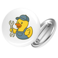 Button Quietscheente Kfz-Mechatronik Comic Gummiente rund