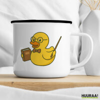 Emaille Tasse Quietscheente Lehrer Comic Gummiente 300ml Vintage Emaille Becher