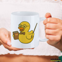Kaffeetasse Quietscheente Lehrer Comic Gummiente 330ml