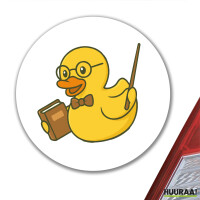Aufkleber Quietscheente Lehrer Comic Gummiente 10cm rund