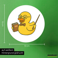 Aufkleber Quietscheente Lehrer Comic Gummiente 10cm rund