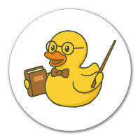 Aufkleber Quietscheente Lehrer Comic Gummiente 10cm