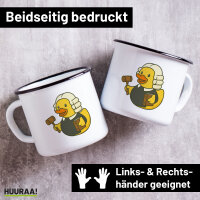 Emaille Tasse Quietscheente Jurist Comic Gummiente 300ml...