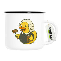 Emaille Tasse Quietscheente Jurist Comic Gummiente 300ml Vintage