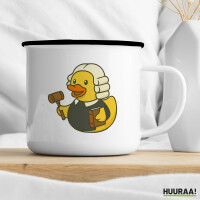 Emaille Tasse Quietscheente Jurist Comic Gummiente 300ml Vintage