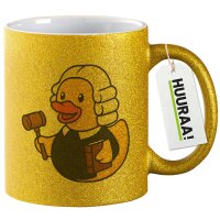 Glitzertasse Quietscheente Jurist Comic Gummiente 330ml
