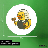 Aufkleber Quietscheente Jurist Comic Gummiente 10cm rund