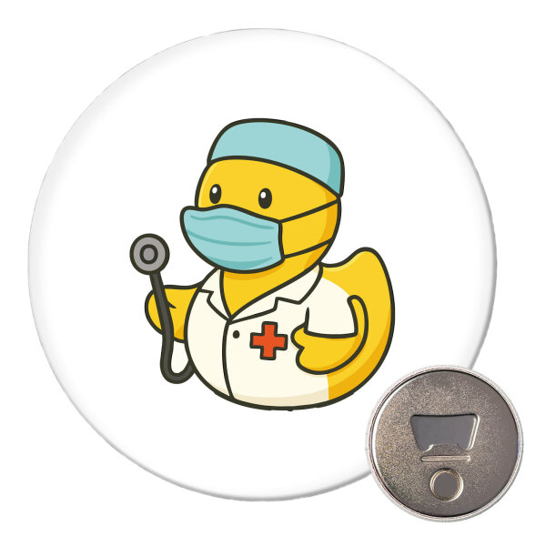 Magnet Quietscheente Medizin Comic Gummiente 59mm Kühlschrankmagnet