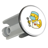 Waschbeckenstöpsel Quietscheente Medizin Comic Gummiente 4cm
