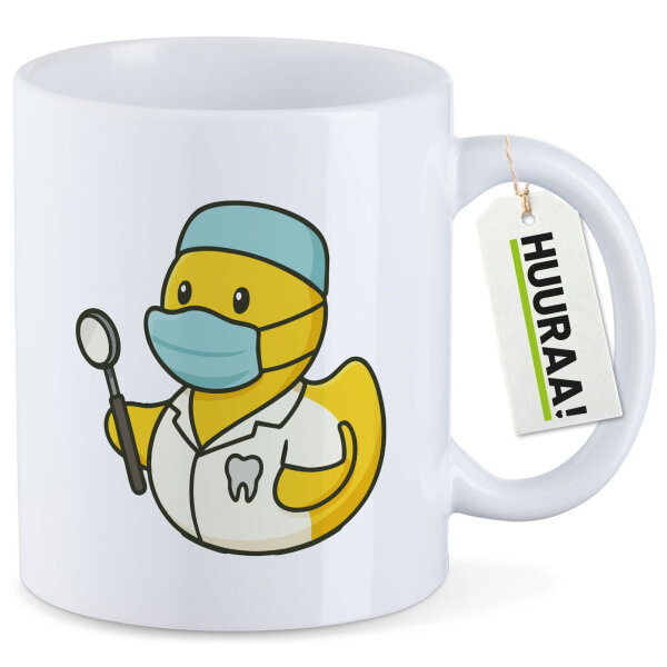 Kaffeetasse Quietscheente Zahnmedizin Comic Gummiente 330ml