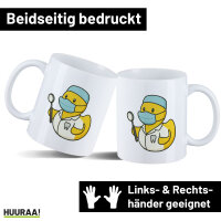 Kaffeetasse Quietscheente Zahnmedizin Comic Gummiente 330ml