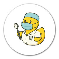 Aufkleber Quietscheente Zahnmedizin Comic Gummiente 10cm rund