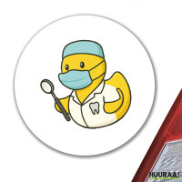 Aufkleber Quietscheente Zahnmedizin Comic Gummiente 10cm rund