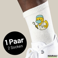 Unisex Socken Quietscheente Zahnmedizin Comic Gummiente Größe 37/46 White Motiv Tennissocken