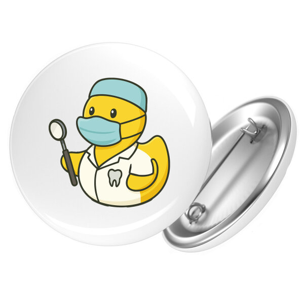 Button Quietscheente Zahnmedizin Comic Gummiente