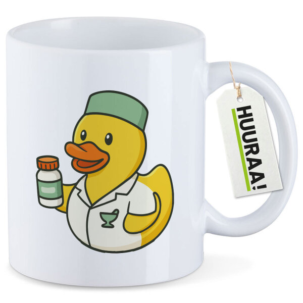Kaffeetasse Quietscheente Pharmazie Comic Gummiente 330ml