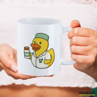Kaffeetasse Quietscheente Pharmazie Comic Gummiente 330ml