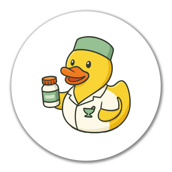 Aufkleber Quietscheente Pharmazie Comic Gummiente 10cm
