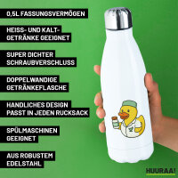 Edelstahl-Trinkflasche Quietscheente Pharmazie Comic Gummiente 500ml Wasserflasche