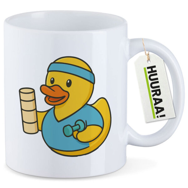 Kaffeetasse Quietscheente Physiotherapie Comic Gummiente 330ml