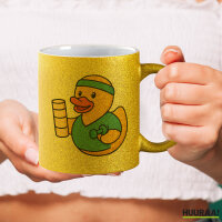 Glitzertasse Quietscheente Physiotherapie Comic Gummiente 330ml