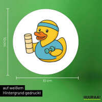 Aufkleber Quietscheente Physiotherapie Comic Gummiente 10cm rund