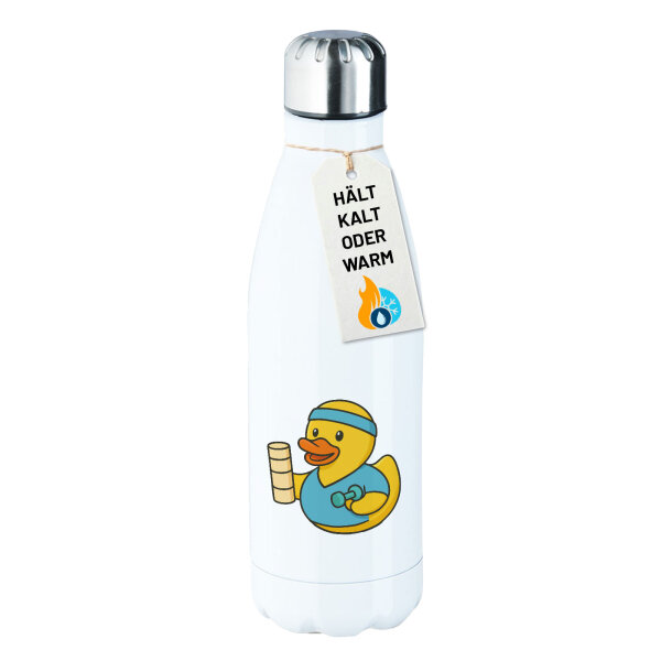 Edelstahl-Trinkflasche Quietscheente Physiotherapie Comic Gummiente 500ml Wasserflasche