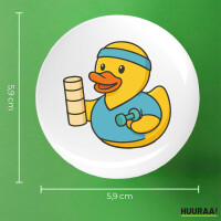 Button Quietscheente Physiotherapie Comic Gummiente rund