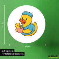 Aufkleber Quietscheente Hebamme Comic Gummiente 10cm