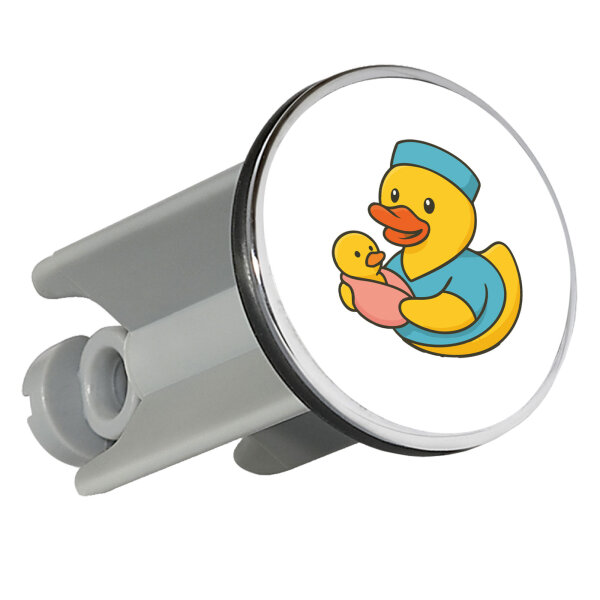 Waschbeckenstöpsel Quietscheente Hebamme Comic Gummiente 4cm Abflussstopfen