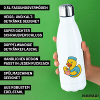 Edelstahl-Trinkflasche Quietscheente Hebamme Comic Gummiente 500ml Wasserflasche