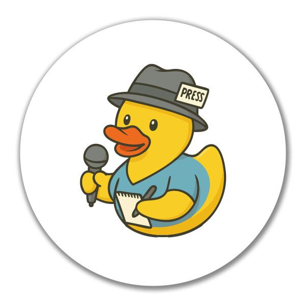 Aufkleber Quietscheente Journalismus Comic Gummiente 10cm