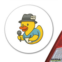 Aufkleber Quietscheente Journalismus Comic Gummiente 10cm rund