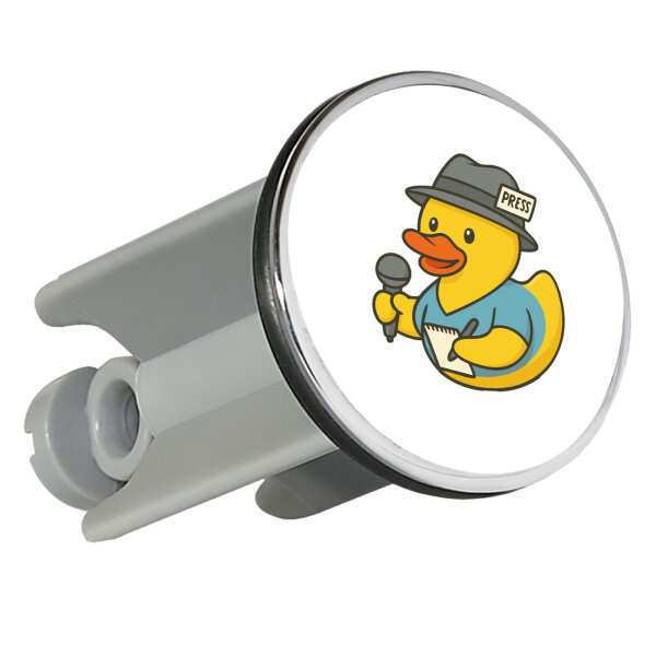 Waschbeckenstöpsel Quietscheente Journalismus Comic Gummiente 4cm Abflussstopfen