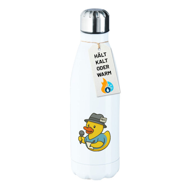 Edelstahl-Trinkflasche Quietscheente Journalismus Comic Gummiente 500ml Wasserflasche