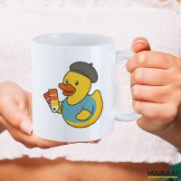 Kaffeetasse Quietscheente Grafikdesign Comic Gummiente 330ml