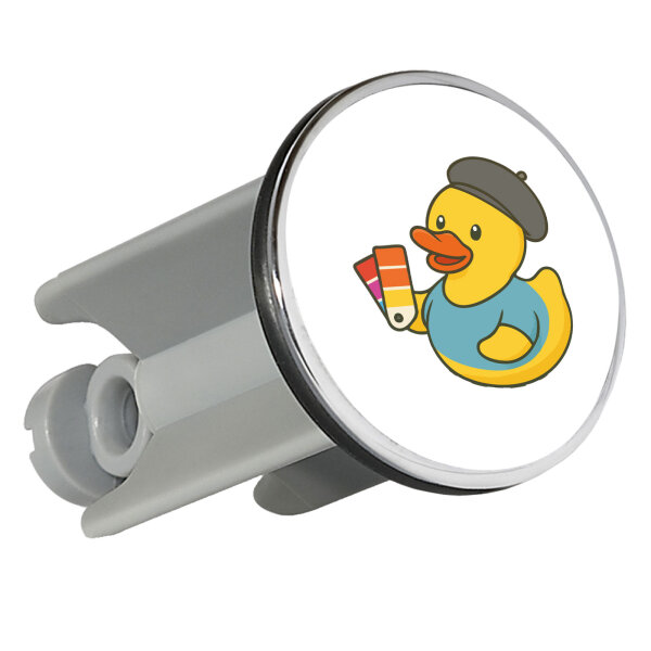 Waschbeckenstöpsel Quietscheente Grafikdesign Comic Gummiente 4cm Abflussstopfen