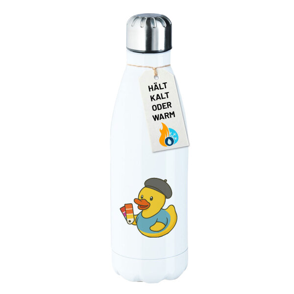 Trinkflasche Quietscheente Grafikdesign Comic Gummiente 500ml Edelstahl Wasserflasche