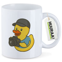 Kaffeetasse Quietscheente Fotografie Comic Gummiente 330ml