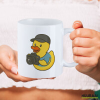 Kaffeetasse Quietscheente Fotografie Comic Gummiente 330ml