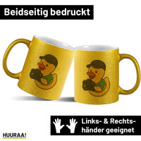 Glitzertasse Quietscheente Fotografie Comic Gummiente 330ml