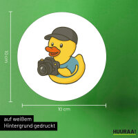 Aufkleber Quietscheente Fotografie Comic Gummiente 10cm