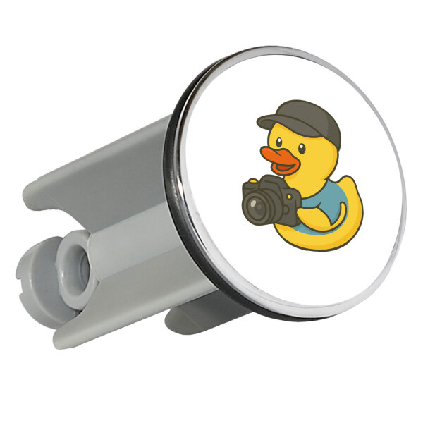 Waschbeckenstöpsel Quietscheente Fotografie Comic Gummiente 4cm Abflussstopfen