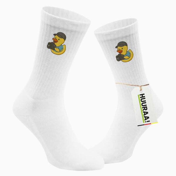 Unisex Socken Quietscheente Fotografie Comic Gummiente Größe 37/46 White Motiv Tennissocken