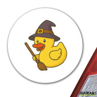 Aufkleber Quietscheente Hexe Comic Gummiente 10cm