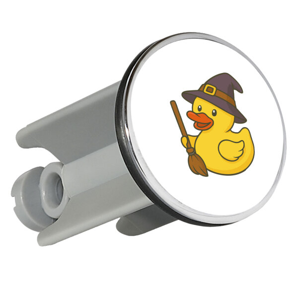Waschbeckenstöpsel Quietscheente Hexe Comic Gummiente 4cm Abflussstopfen