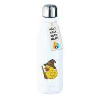 Trinkflasche Quietscheente Hexe Comic Gummiente 500ml...