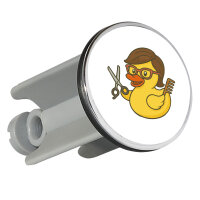 Waschbeckenstöpsel Quietscheente Friseurin Comic...